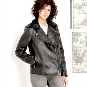 Universal Thread distressed vegan leather motorcycle jacket size medium
